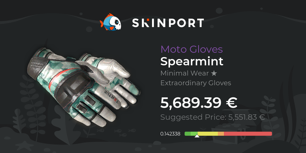 Moto Gloves Spearmint (Minimal Wear) CSGO Skinport