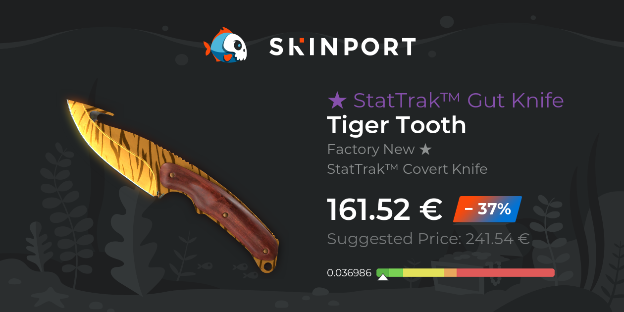 StatTrak™ Gut Knife | Tiger Tooth (Factory New) - Counter-Strike 2 ...