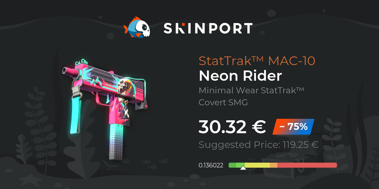 StatTrak™ MAC-10 | Neon Rider (Minimal Wear) - Counter-Strike 2 - Skinport