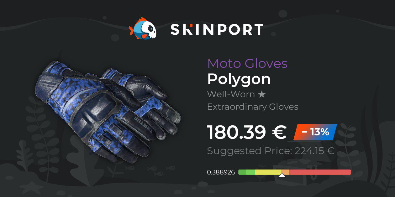 Moto Gloves | Polygon (Well-Worn) - CS:GO - Skinport