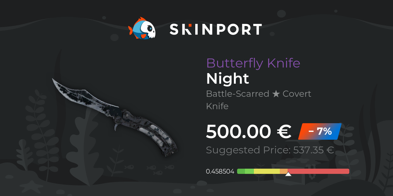 Butterfly Knife Night (BattleScarred) CounterStrike 2 Skinport