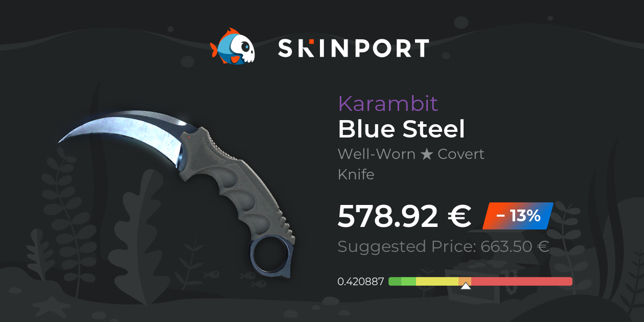 Karambit | Blue Steel (Well-Worn) - Counter-Strike 2 - Skinport