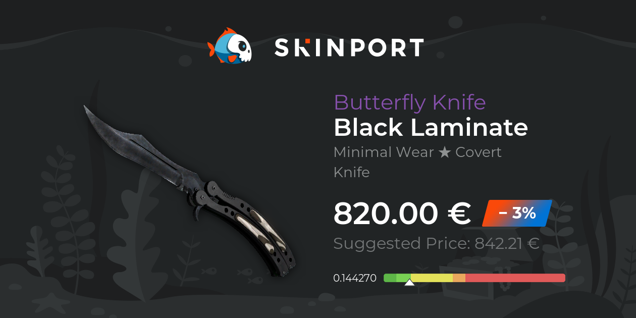 Butterfly Knife Black Laminate (Minimal Wear) CSGO Skinport