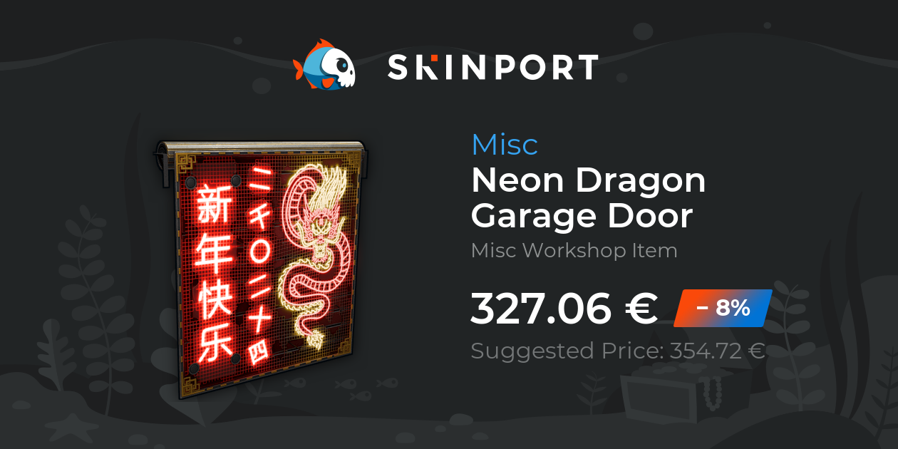 Neon Dragon Garage Door - Rust - Skinport
