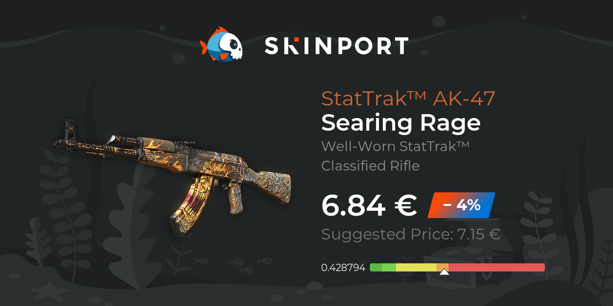 StatTrak™ AK-47 | Searing Rage (Well-Worn) - Counter-Strike 2 - Skinport