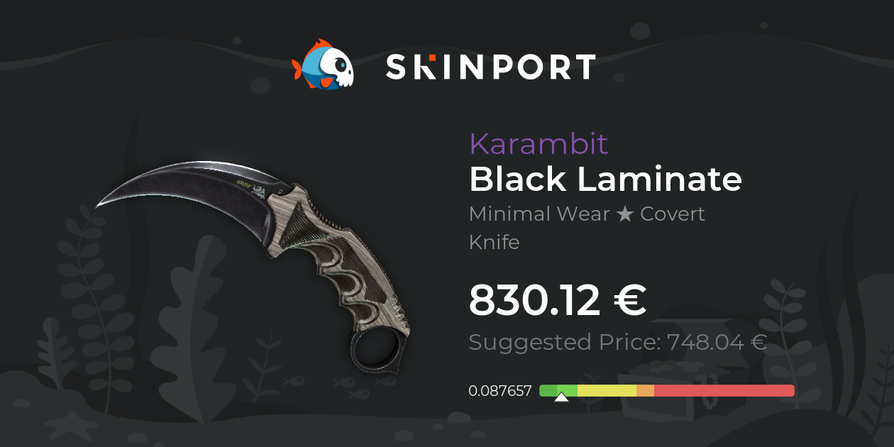 Karambit | Black Laminate (Minimal Wear) - CS:GO - Skinport