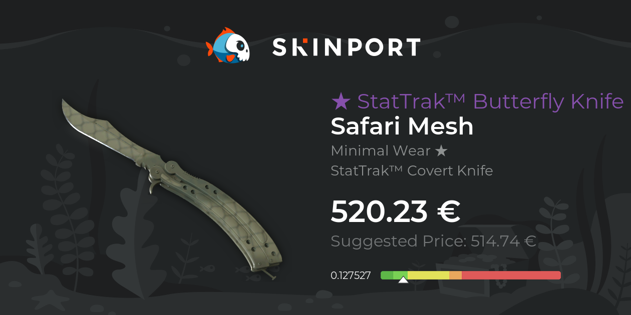StatTrak™ Butterfly Knife Safari Mesh (Minimal Wear) CounterStrike